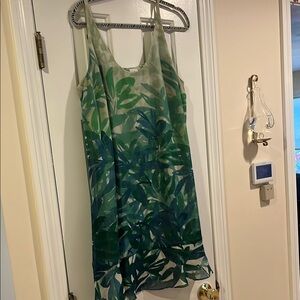 XL Cabi Elegant Green Leaf Print Dress